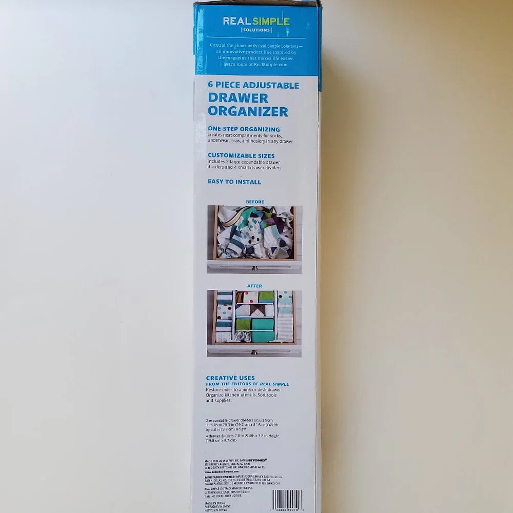 Real Simple 6-Piece Adjustable Drawer Organizer in Original Box
